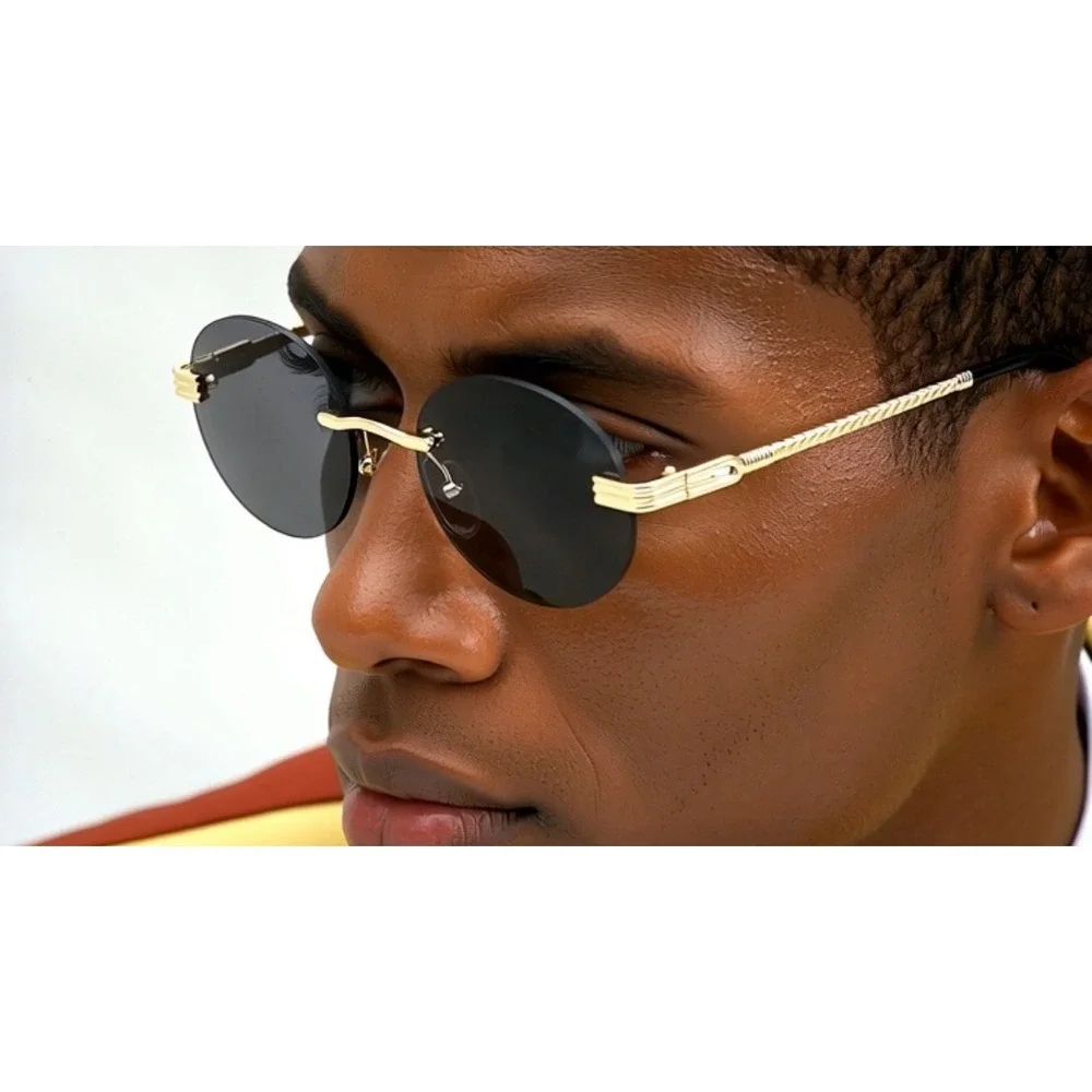Men Sunglasses Outfit Sleek Frameless Sun Protection Luxurious Touch Rapper 2026